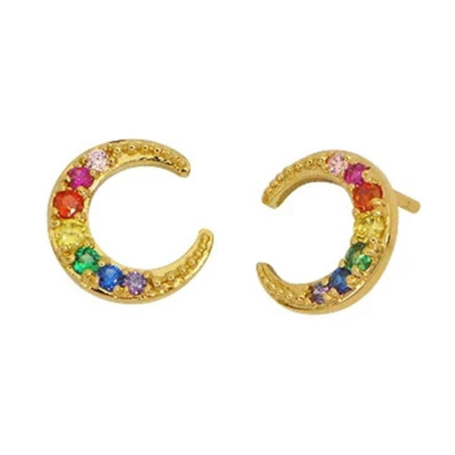 FE0112 925 Sterling Silver Rainbow Moon Stud Earrings