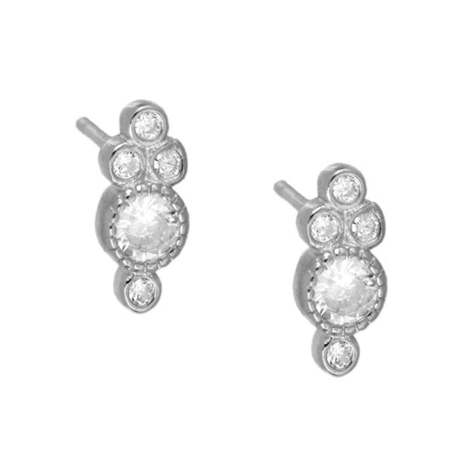 FE0658 925 Sterling Silver Diamond Stud Earrings