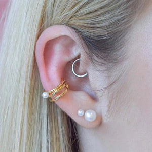 FE0199 925 Sterling Silver Pearl Large Stud Earrings