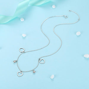 YX1557 925 Sterling Silver Silver Heart Choker Necklace