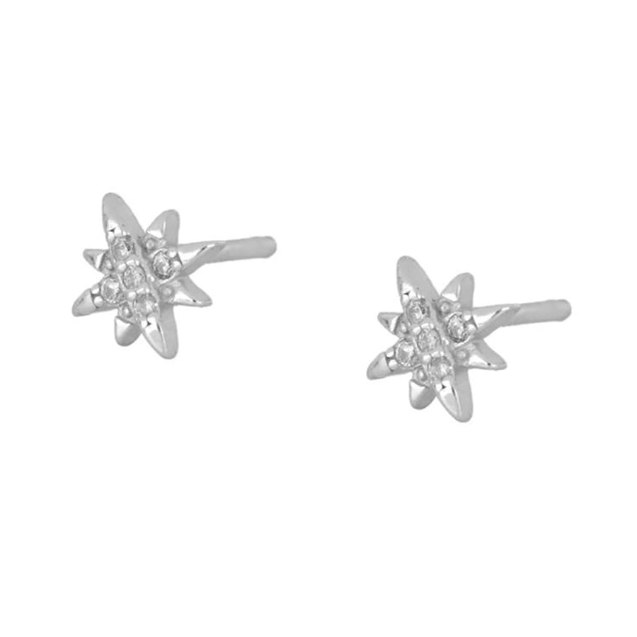 FE0650 925 Sterling Silver Starburst Stud Earrings
