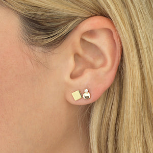 FE0468 925 Sterling Silver Square Stud Earrings