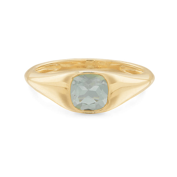 FJ0270 925 Sterling Silver signet green crystal Ring