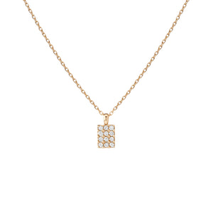 FX0078 925 Sterling Silver Diamond Signet Pendant Necklace