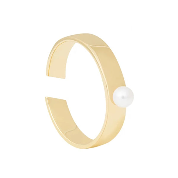 FJ0035 925 Sterling Silver Pearl Signet Open Ring