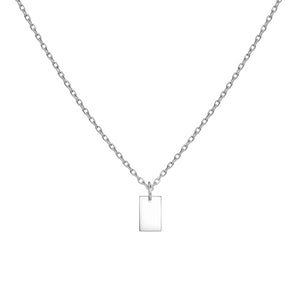 FX0074 925 Sterling Silver Small Tag Pendant Necklace