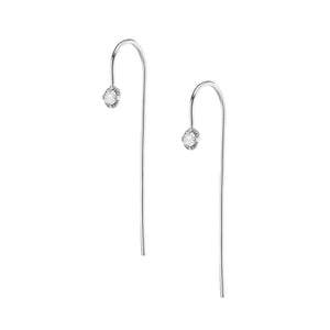 FE0249 925 Sterling Silver Diamond Hook Earrings