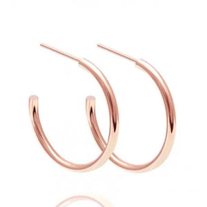 FE0204 925 Sterling Silver Basic Medium Hoop Earrings