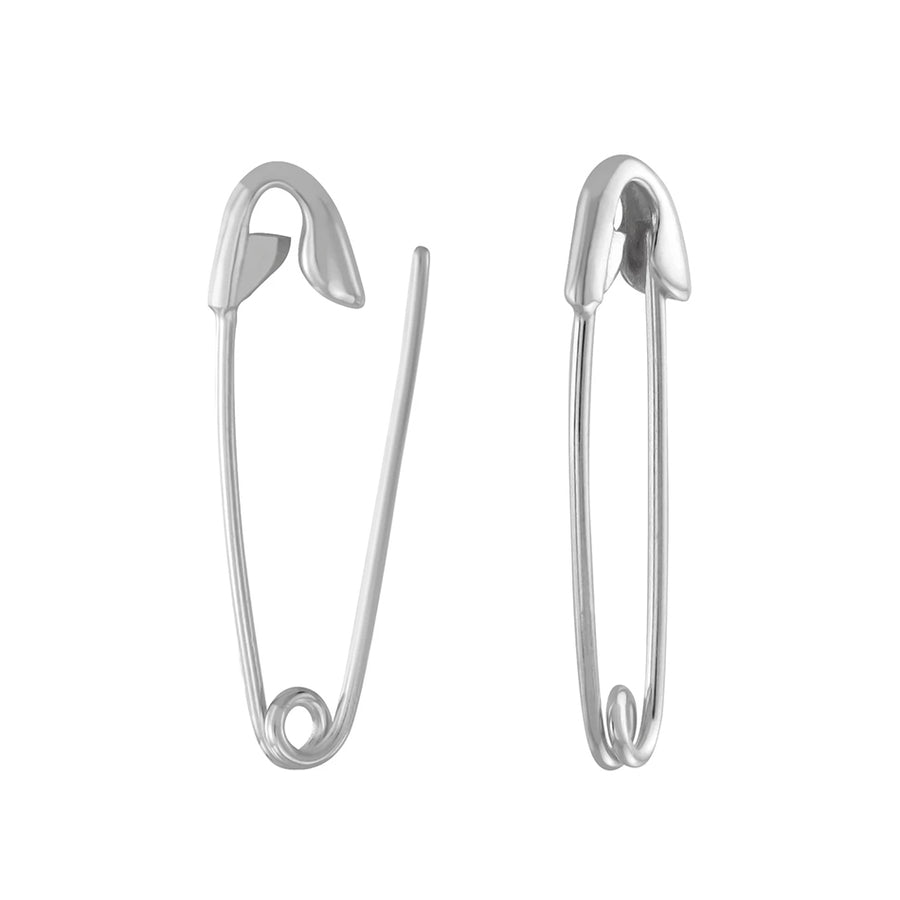 FE0048 925 Sterling Silver Safety Pin Earrings