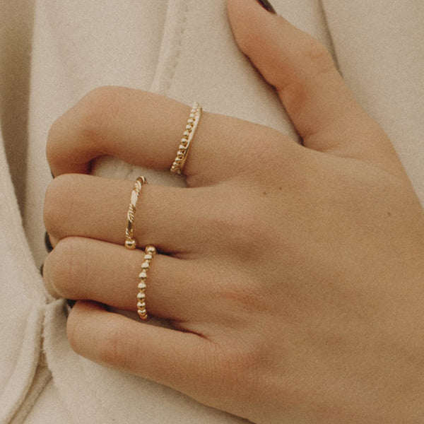 FJ0149 925 Sterling Silver Beaded Ring