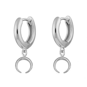 FE0029 925 Sterling Silver Horn Huggies Earrings