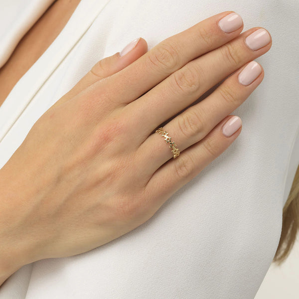 FJ0170 925 Sterling Silver Star Chain Ring