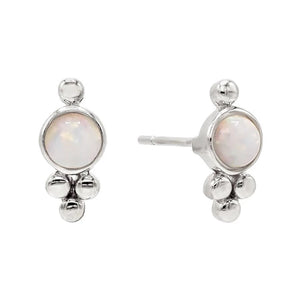 FE0054 925 Sterling Silver Opal Trinity Stud Earrings