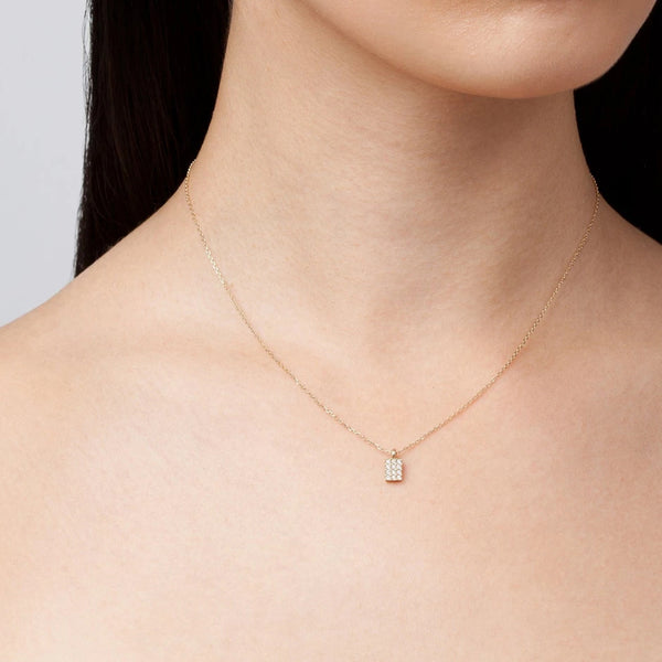 FX0078 925 Sterling Silver Diamond Signet Pendant Necklace