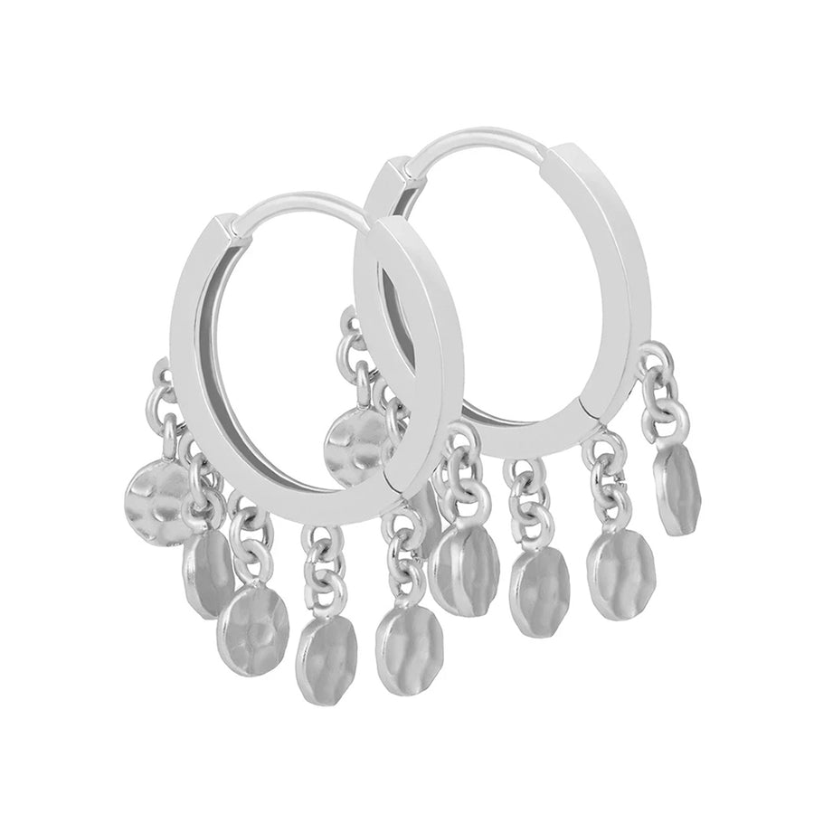 FE0213 925 Sterling Silver Mystic Ball Charm Hoops Earrings