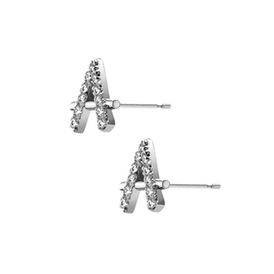 FE0283 925 Sterling Silver Icon Earrings with White Diamonds