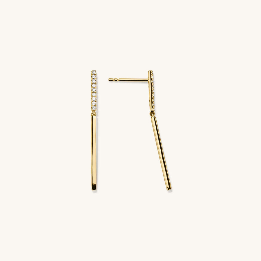 FE1981 925 Sterling Silver Pave Cubic Zirconia Vertical Bar Drop Stud Earrings