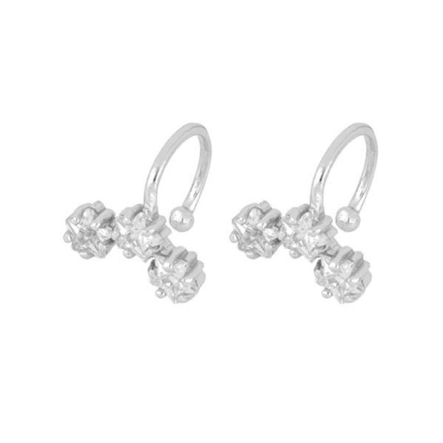 FE0644 925 Sterling Silver Three Star Diamond Earrings Cuff