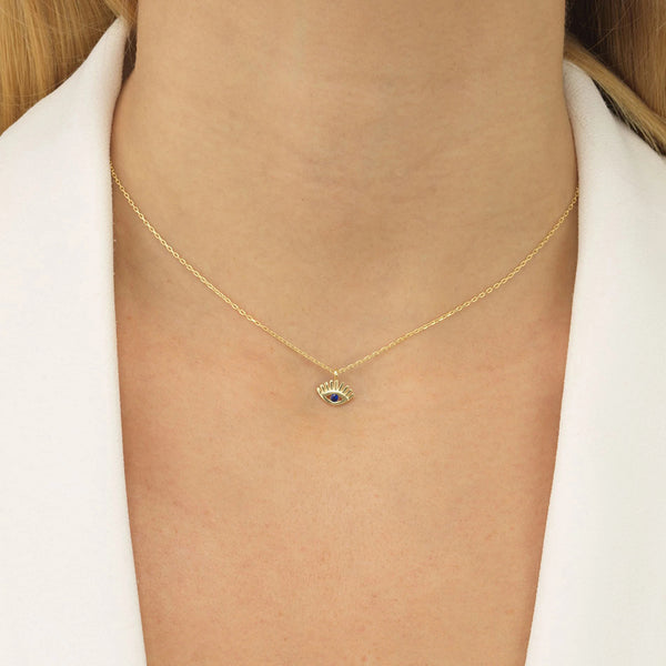 FX0226 925 Sterling Silver Blue Eye Choker Necklace