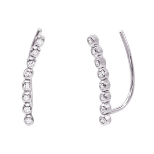 FE0481 925 Sterling Silver Mini Bezel Ear Climber Earrings