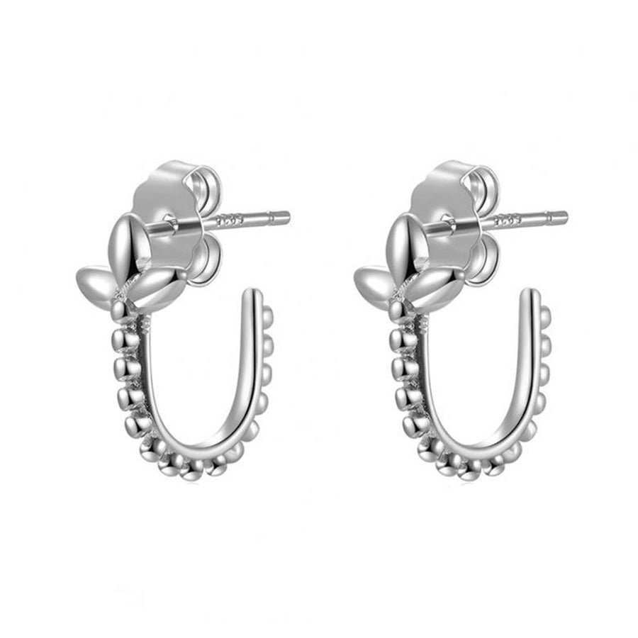 FE0666 925 Sterling Silver Punk Style Hoop Earrings