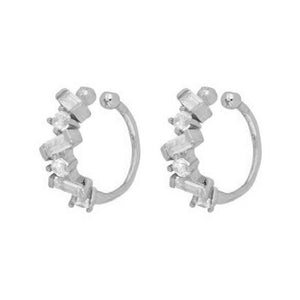 FE0645 925 Sterling Silver Crystal Earrings Cuff