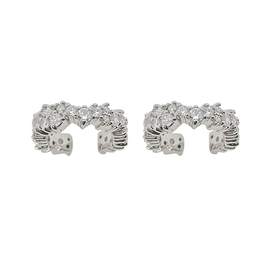 FE0096 925 Sterling Silver Encrusted Pave Earrings Cuff