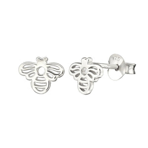 FE0152 925 Sterling Silver Honey Bee Stud Earrings