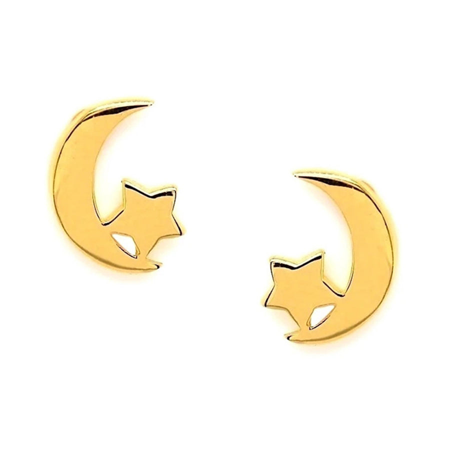 FE0117 925 Sterling Silver Moon Star Earrings