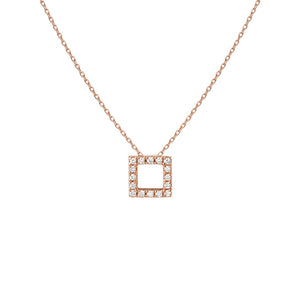 FX0087 925 Sterling Silver diamond square Pendant Necklace