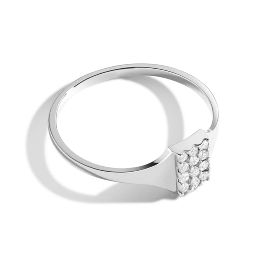 FJ0050 925 Sterling Silver Diamond Signet Ring