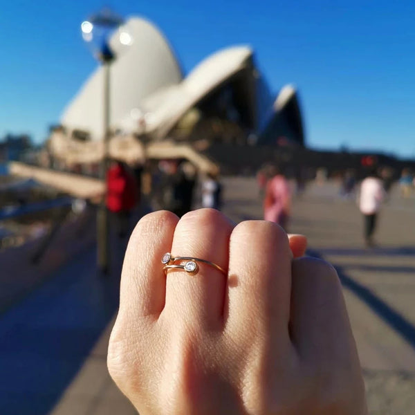 FJ0019 925 Sterling Silver Zircon Open Ring