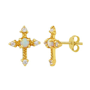 FE0165 Opulent Cross Stud Earrings