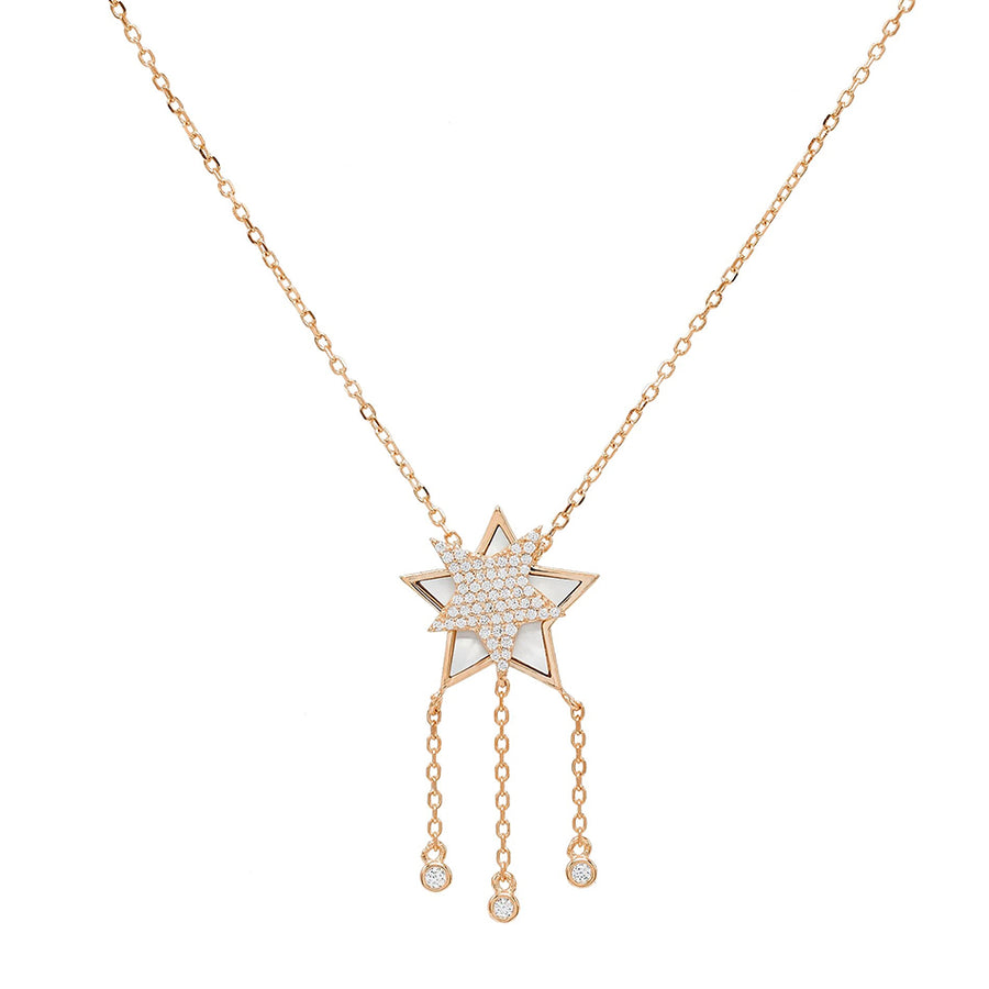 FX0233 925 Sterling Silver Star Tassel  Necklace
