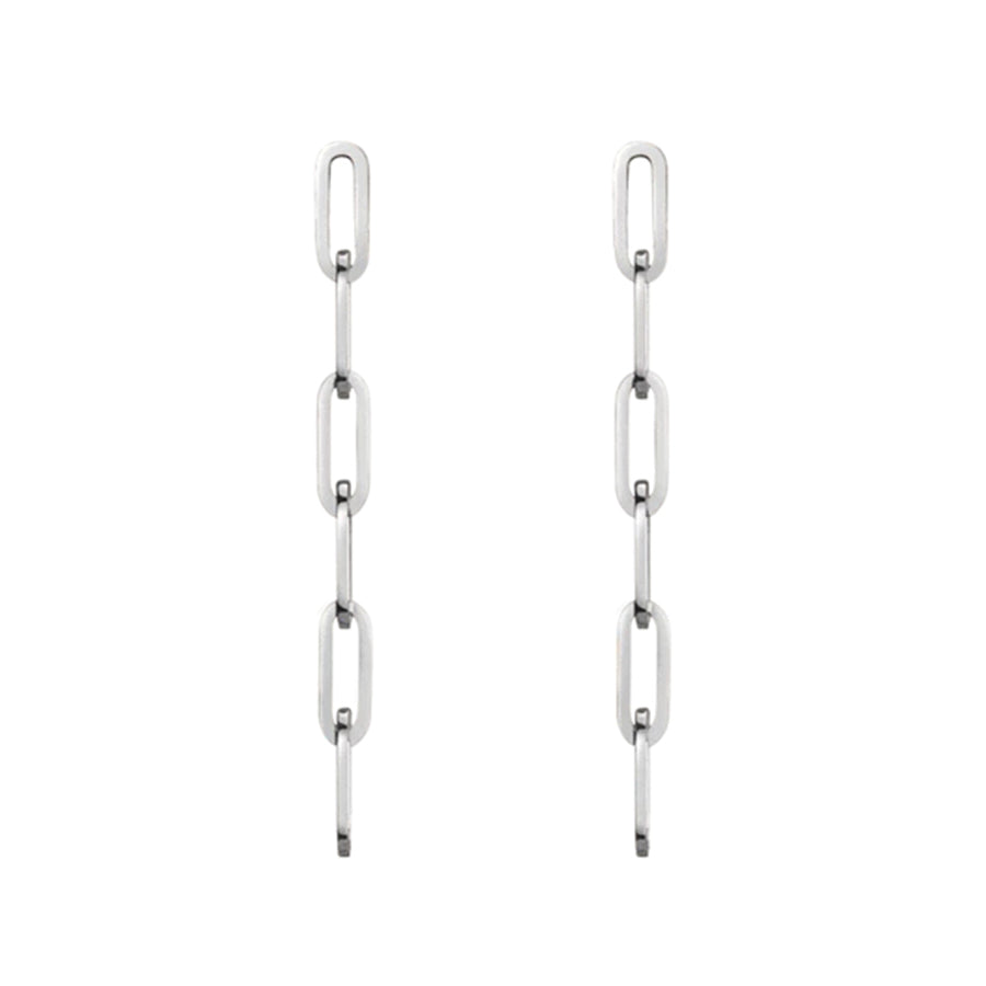 FE0237 925 Sterling Silver Sway Medium Long Chain Earrings