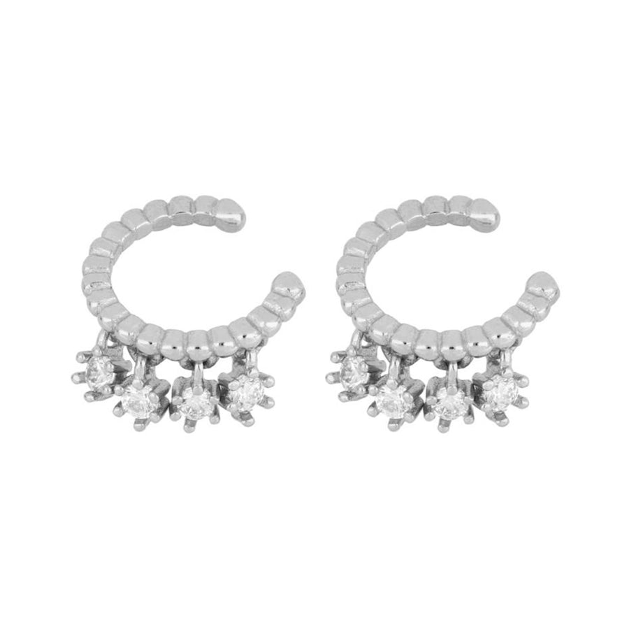 FE0648 925 Sterling Silver Diamond Charming Earrings Cuff