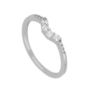 FJ0184 925 Sterling Silver Curved Diamond Ring