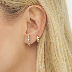 FE0444 925 Sterling Silver Bezel Hook Stud Earrings