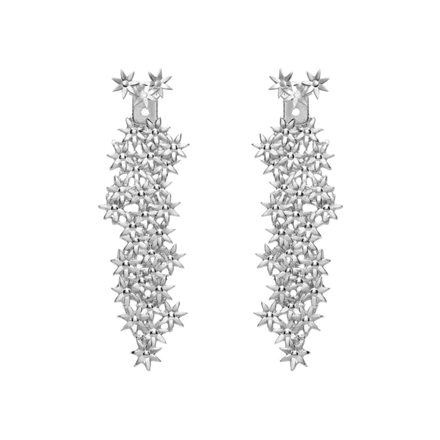 FE0271 925 Sterling Silver Large Flower Cluster Earrings