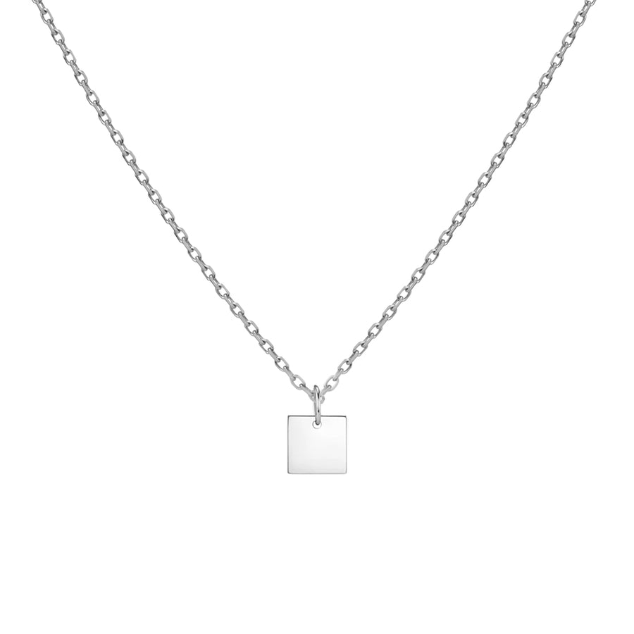 FX0075 925 Sterling Silver Small Square Pendant Necklace