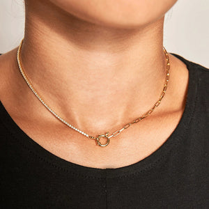 FX0275 925 Sterling Silver Mirage Gold Tennis Necklace