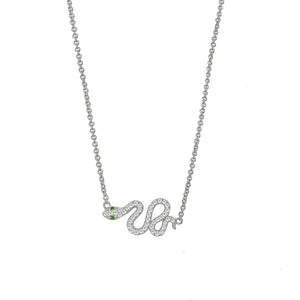 FX0040 925 Sterling Silver sparkly snake necklace