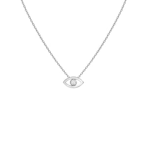 FX0085 925 Sterling Silver Diamond Blue Eye Necklace