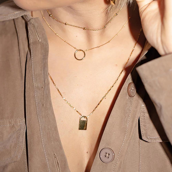 FX0056 925 Sterling Silver boyfriend padlock Necklace