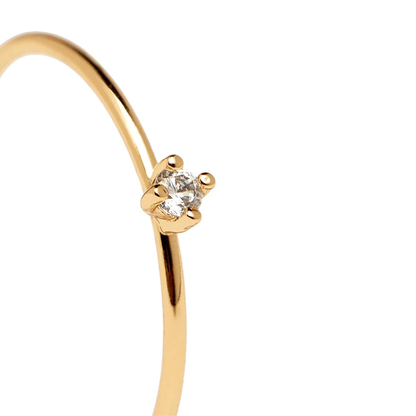 FJ0211 925 Sterling Silver Single Diamond Ring