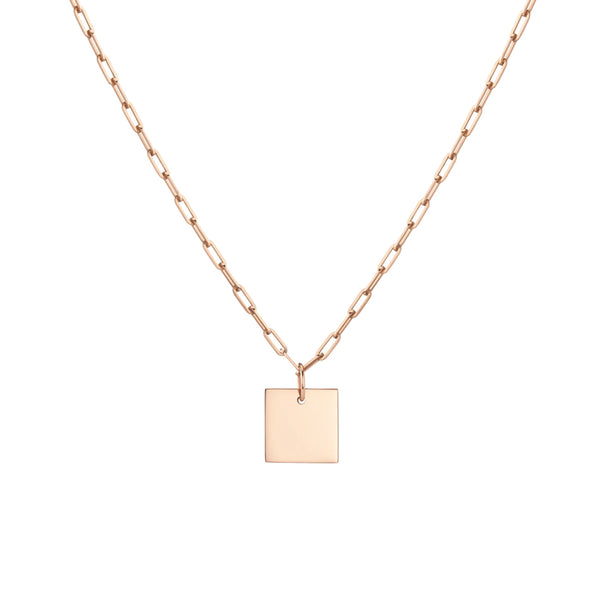 FX0073 925 Sterling Silver Square Pendant Necklace
