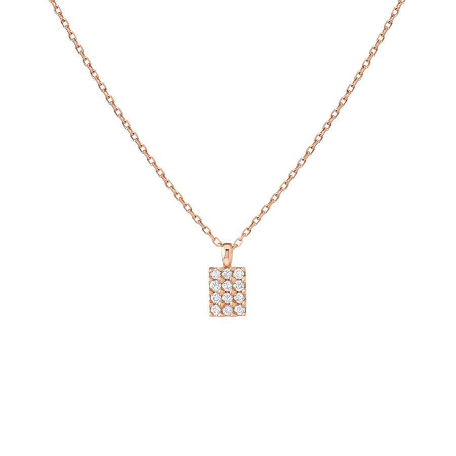 FX0078 925 Sterling Silver Diamond Signet Pendant Necklace