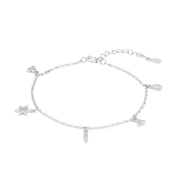 FS0078 925 Sterling Silver Star & Lotus Zircon Bracelet