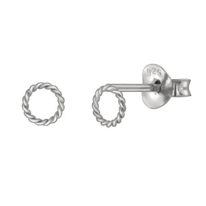 FE0104 925 Sterling Silver Shine Circle Stud Earrings