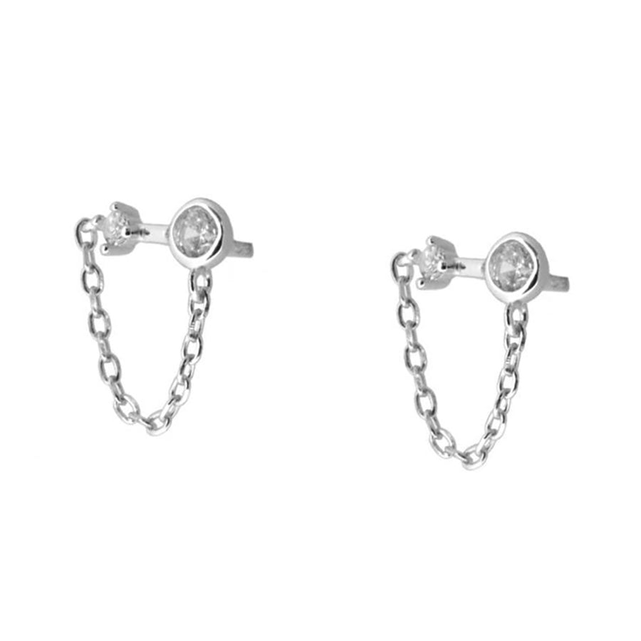 FE0669 925 Sterling Silver Chain Stud Earrings